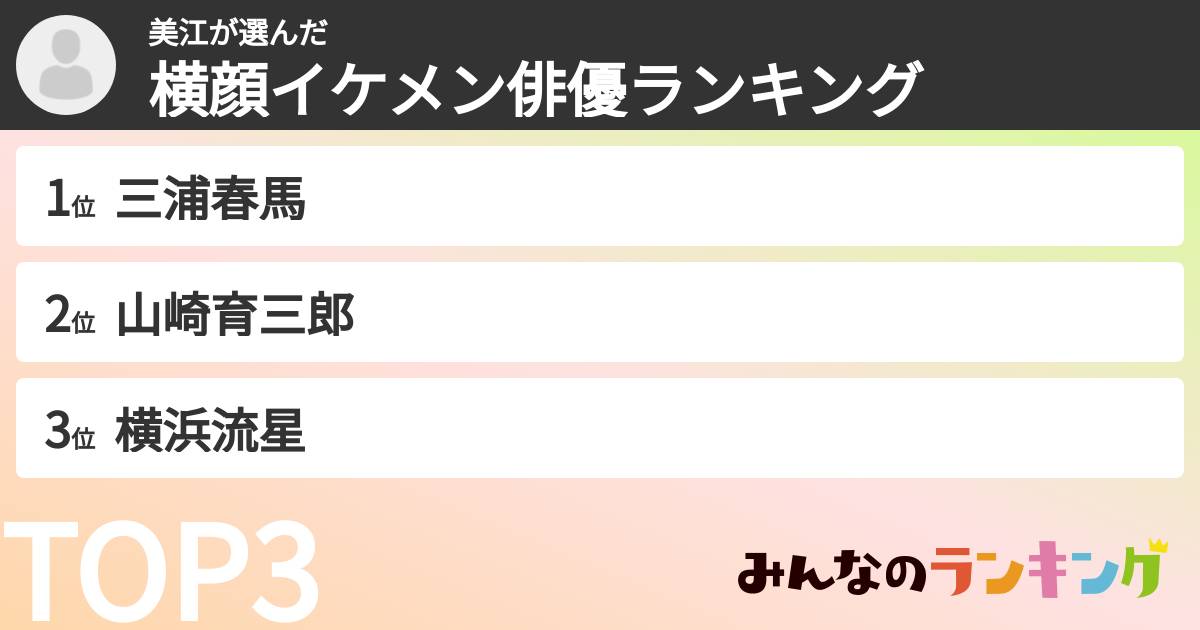 美江さんの「横顔イケメン俳優ランキング」