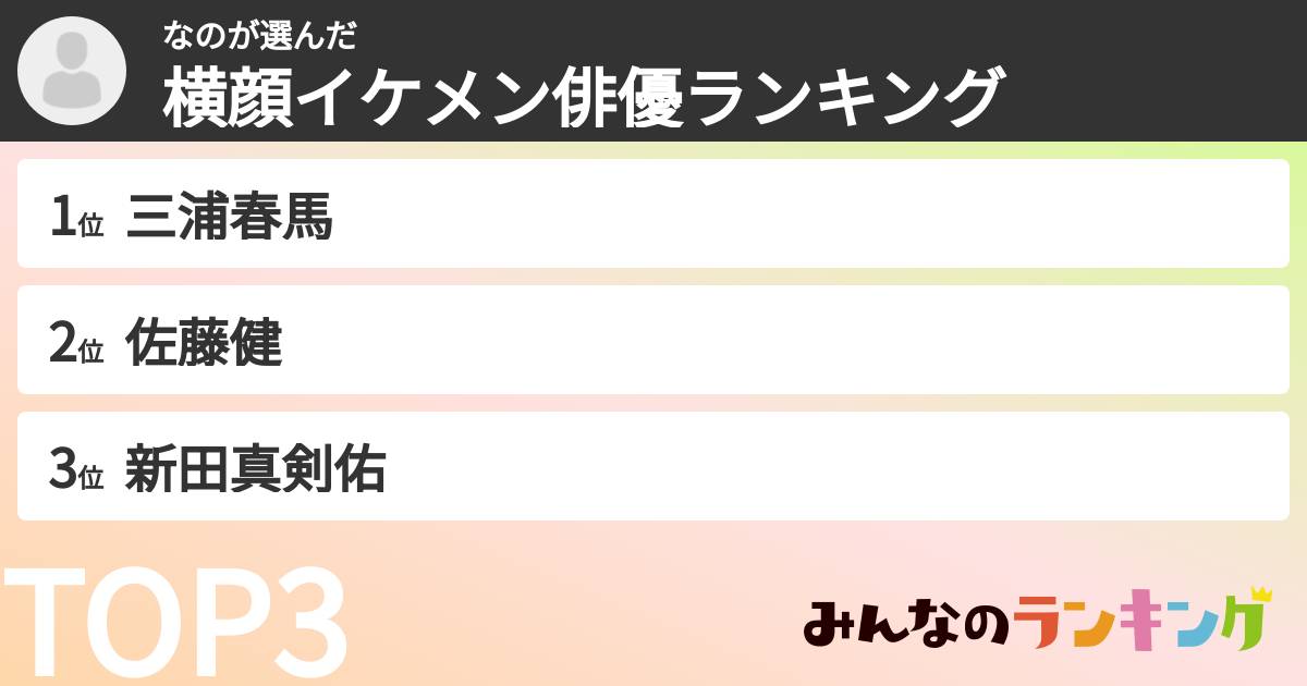 なのさんの「横顔イケメン俳優ランキング」