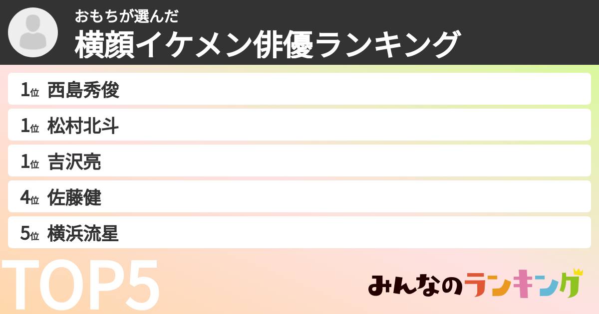 おもちさんの「横顔イケメン俳優ランキング」