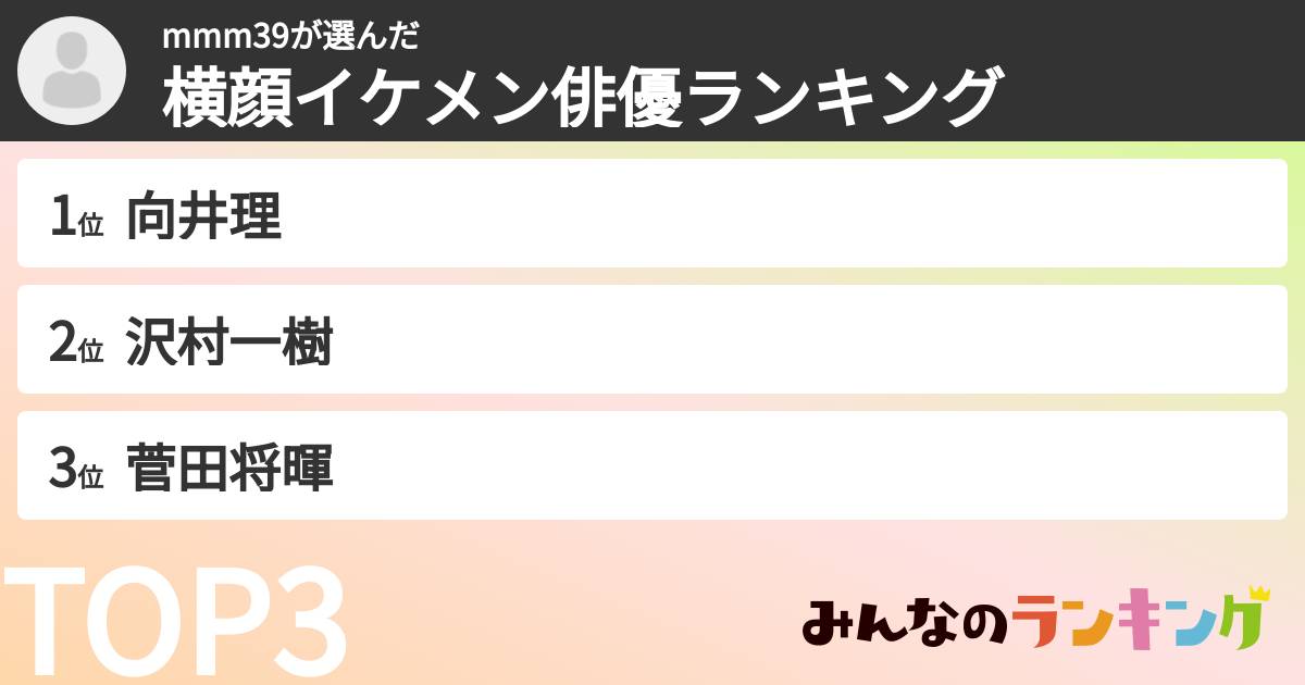 mmm39さんの「横顔イケメン俳優ランキング」