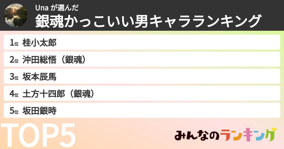 Una さんの「銀魂かっこいい男キャラランキング」