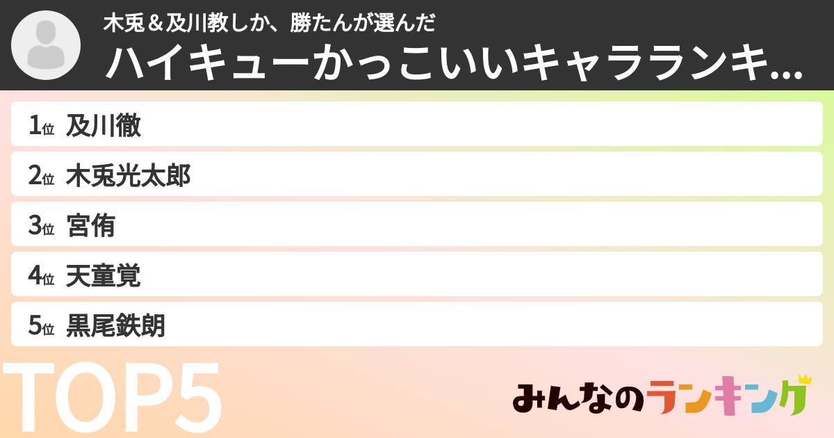 木兎＆及川教しか、勝たんさんの「ハイキューかっこいいキャラランキング」