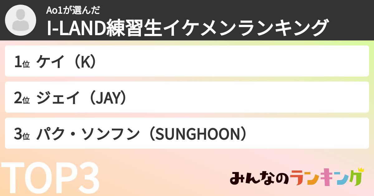 Ao1さんの「I-LAND練習生イケメンランキング」