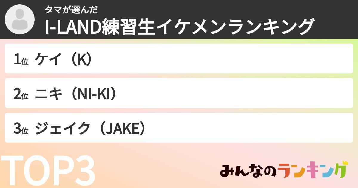 タマさんの「I-LAND練習生イケメンランキング」