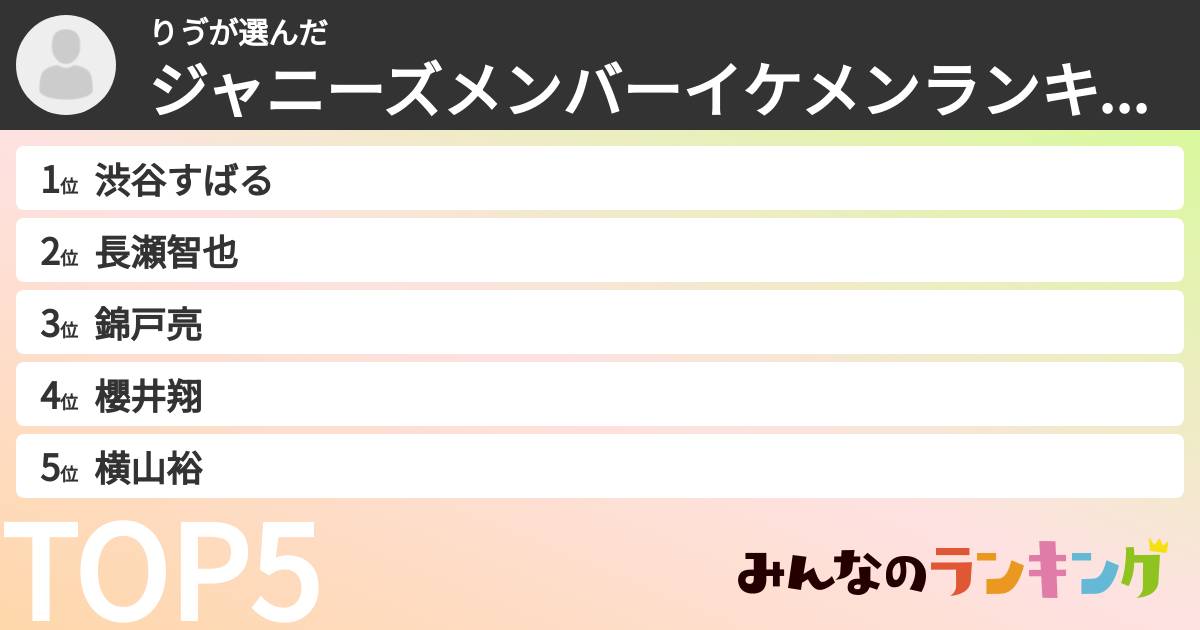 りゔさんの「ジャニーズメンバーイケメンランキング」