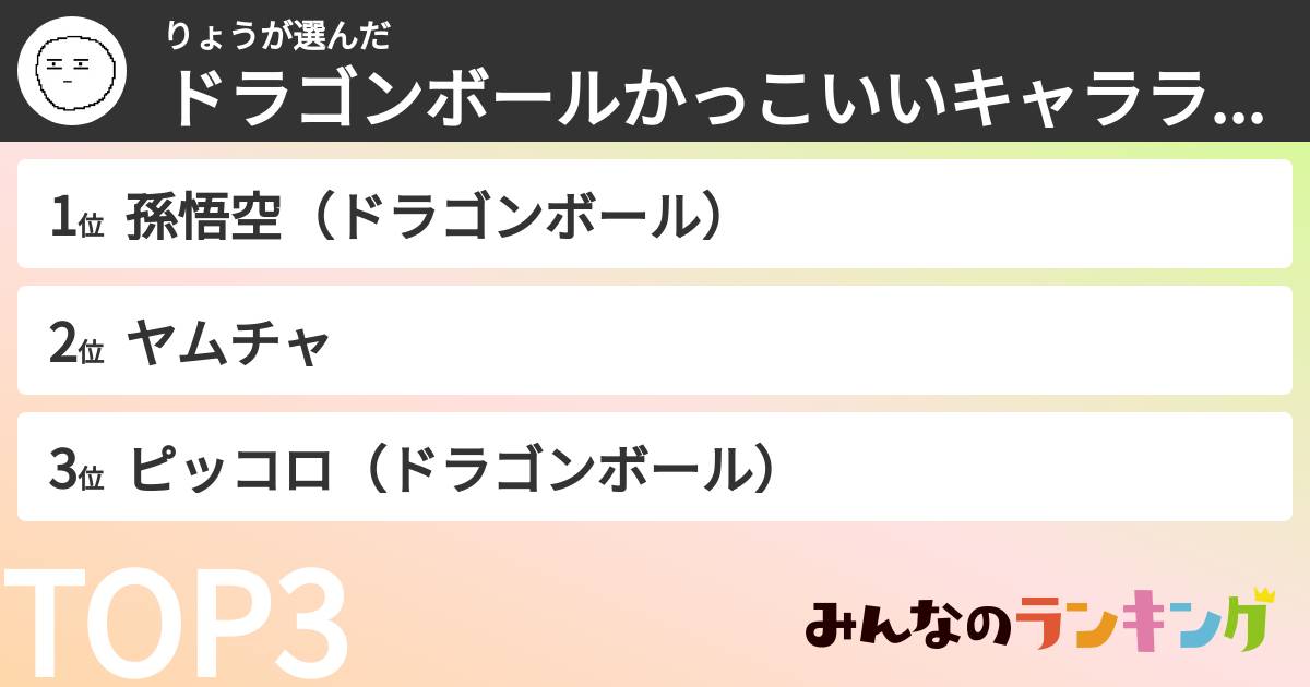 りょうさんの「ドラゴンボールかっこいいキャラランキング」