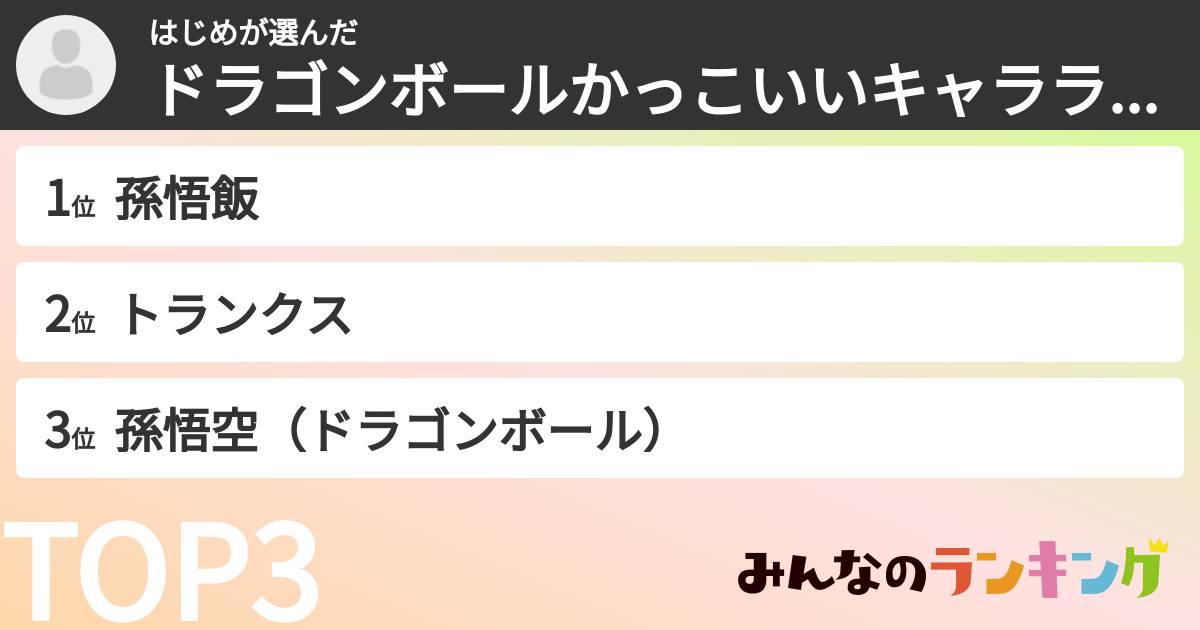 はじめさんの「ドラゴンボールかっこいいキャラランキング」