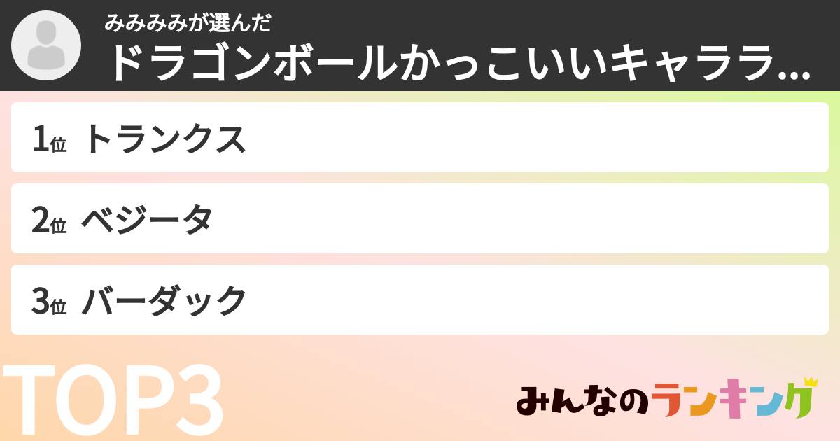 みみみみさんの「ドラゴンボールかっこいいキャラランキング」