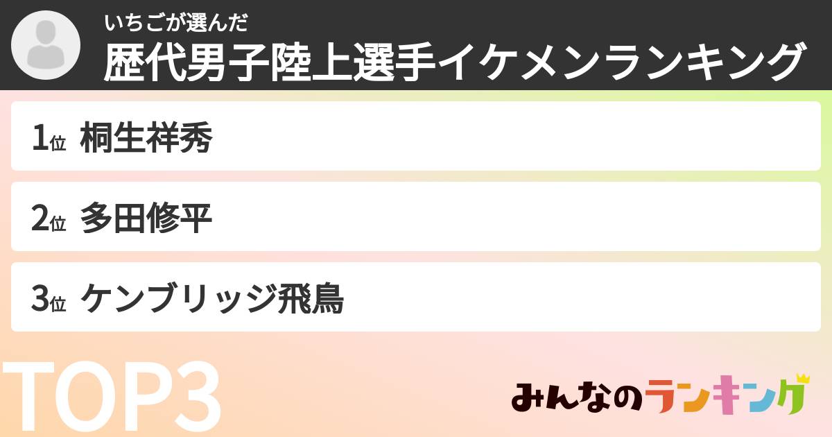 いちごさんの「歴代男子陸上選手イケメンランキング」