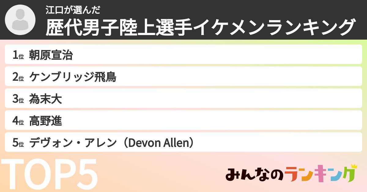 江口さんの「歴代男子陸上選手イケメンランキング」