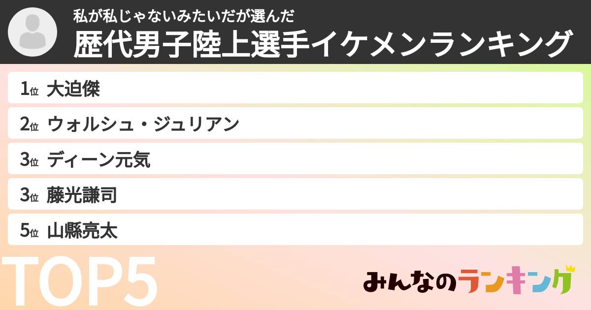 私が私じゃないみたいださんの「歴代男子陸上選手イケメンランキング」