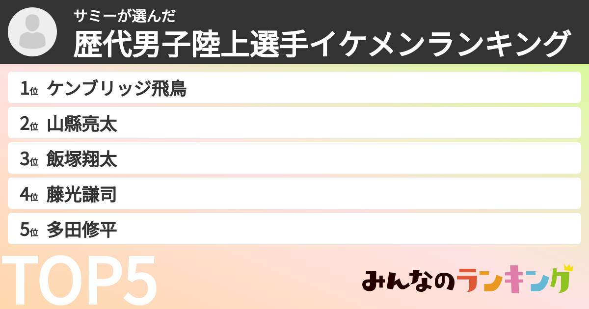 サミーさんの「歴代男子陸上選手イケメンランキング」