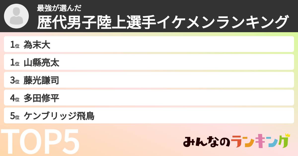 最強さんの「歴代男子陸上選手イケメンランキング」