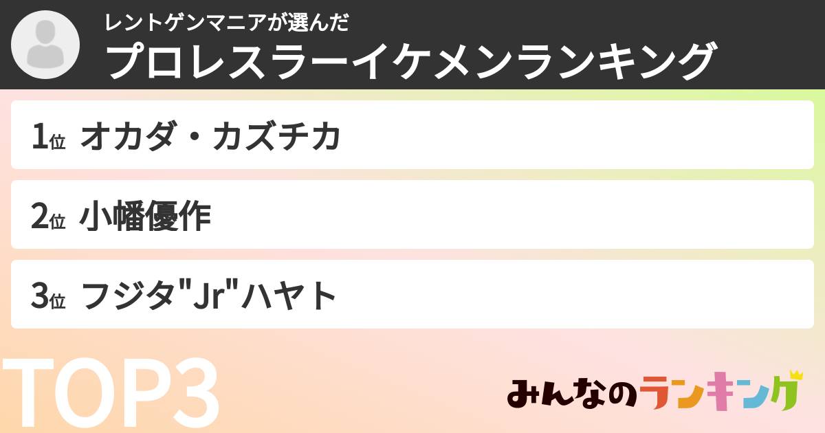 レントゲンマニアさんの「プロレスラーイケメンランキング」