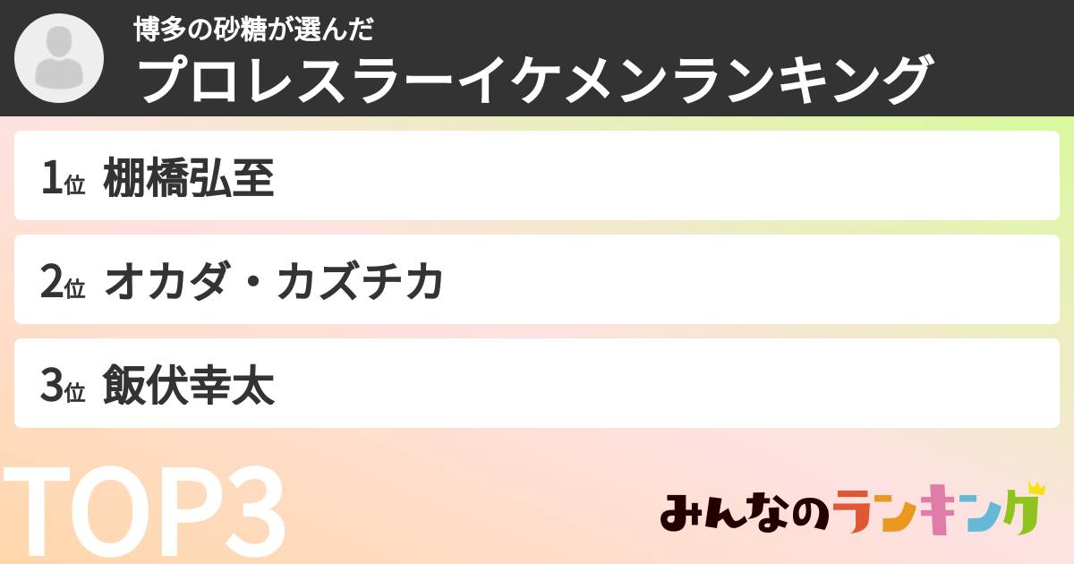 博多の砂糖さんの「プロレスラーイケメンランキング」