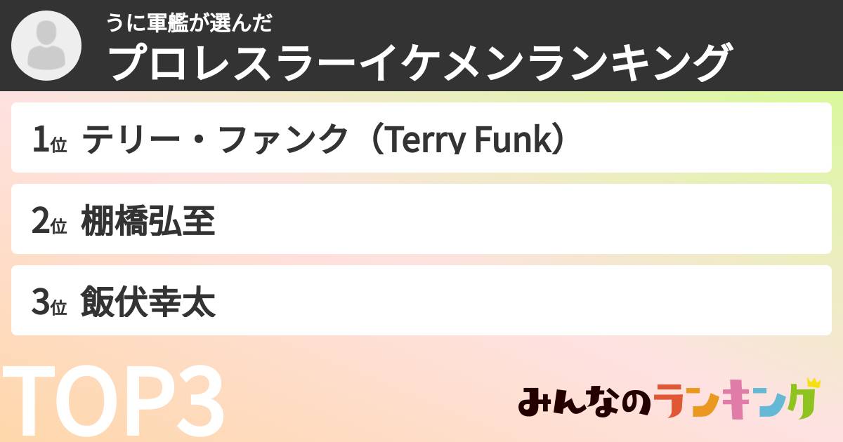 うに軍艦さんの「プロレスラーイケメンランキング」