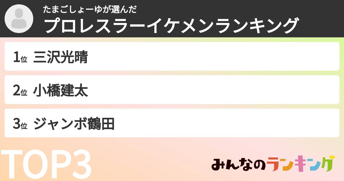 たまごしょーゆさんの「プロレスラーイケメンランキング」