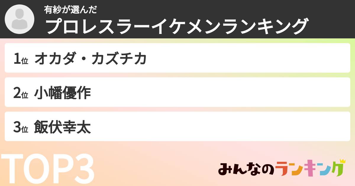 有紗さんの「プロレスラーイケメンランキング」