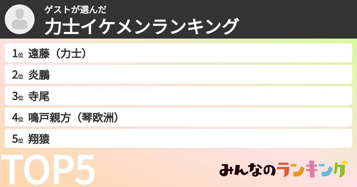 ゲストさんの「力士イケメンランキング」