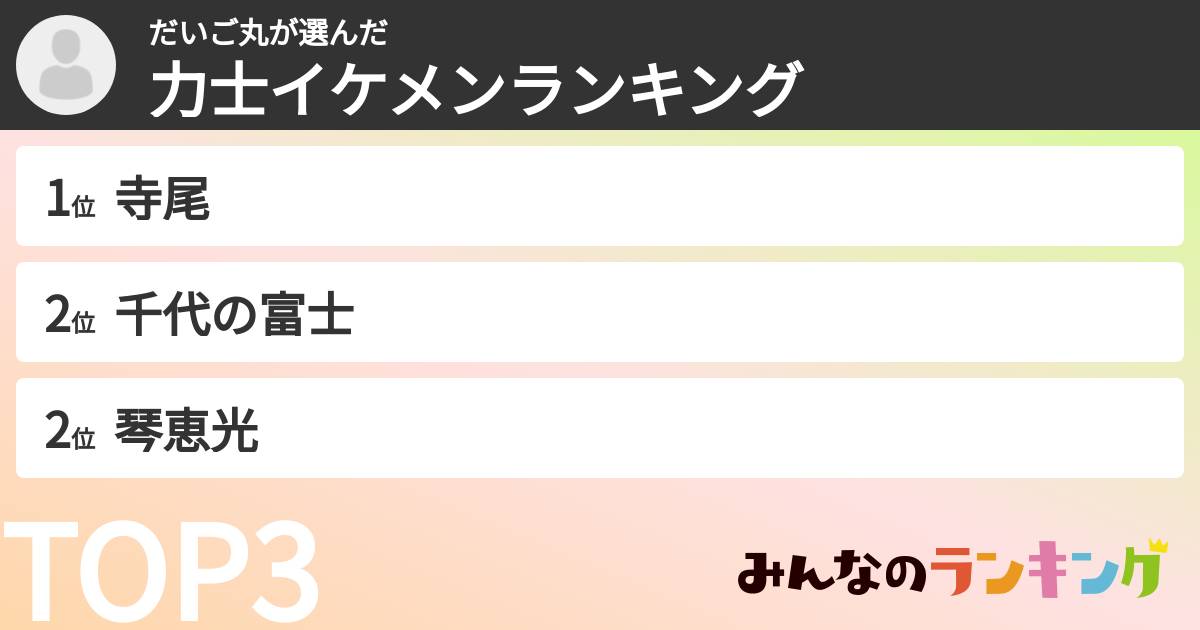 だいご丸さんの「力士イケメンランキング」