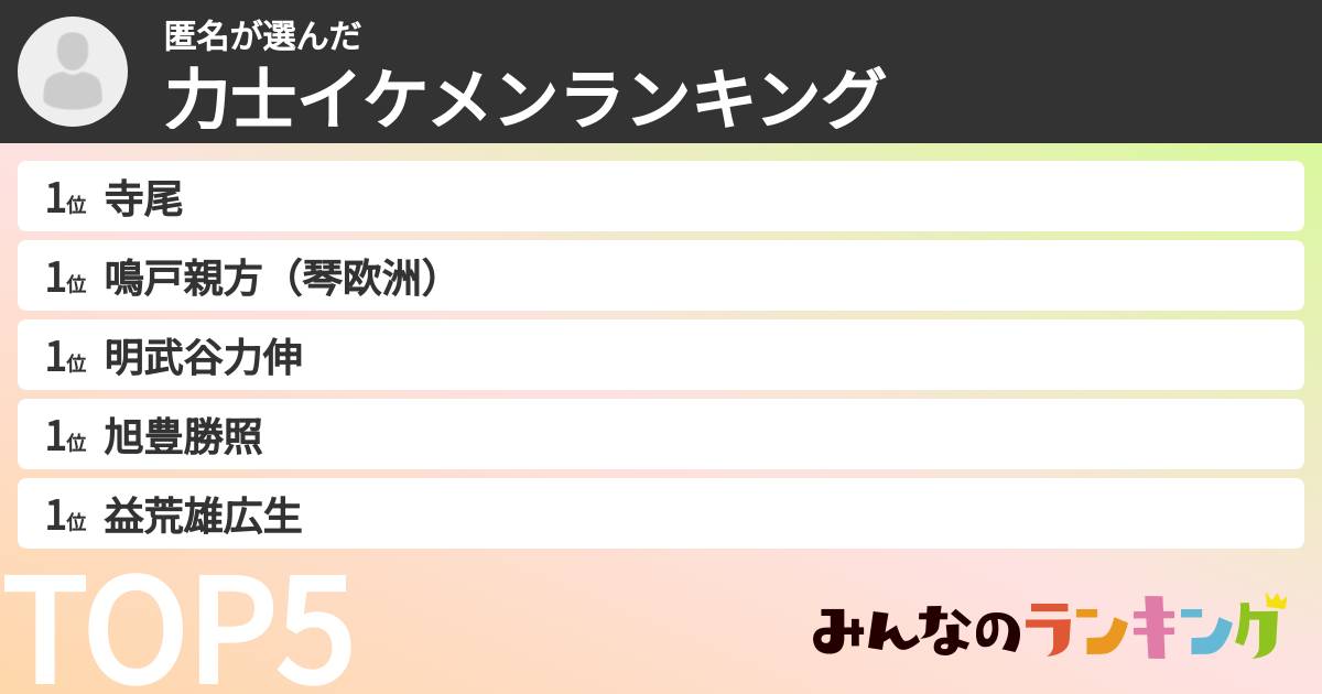 匿名さんの「力士イケメンランキング」