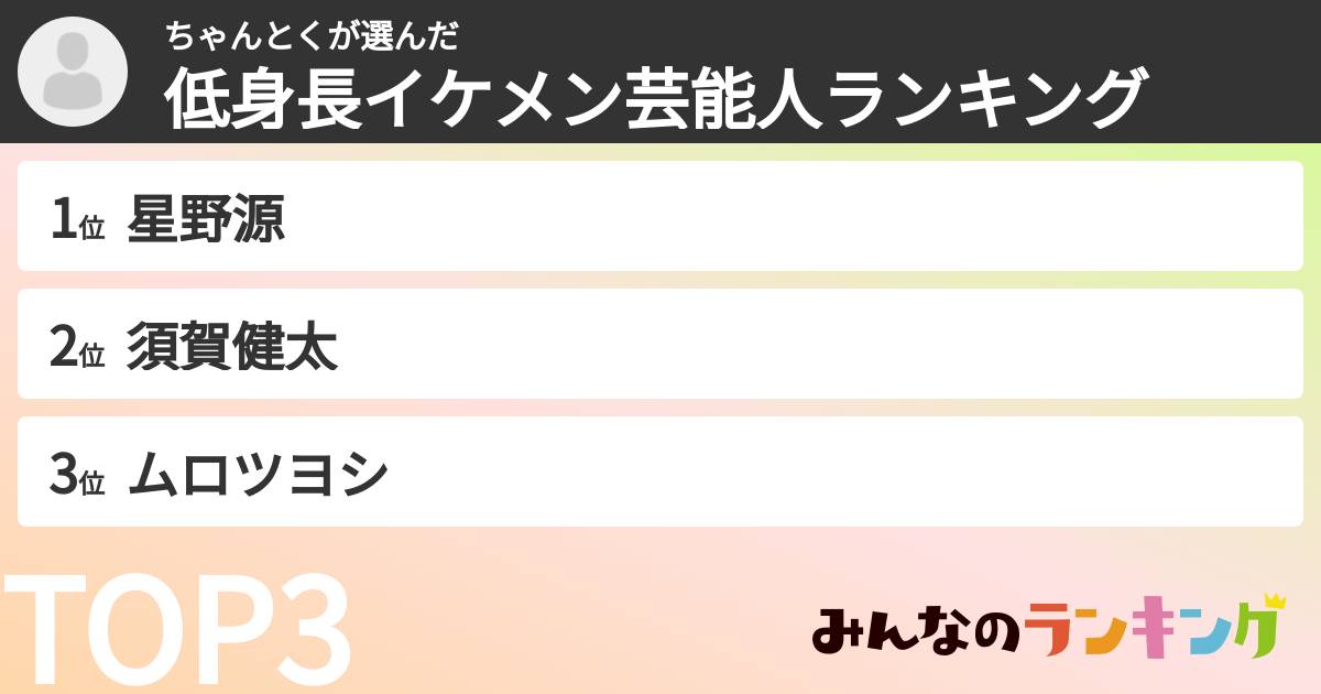 ちゃんとくさんの「低身長イケメン芸能人ランキング」
