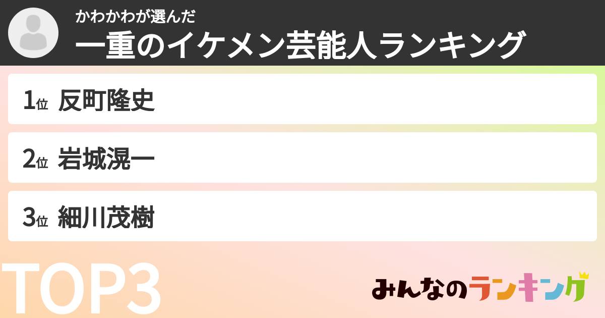 かわかわさんの「一重のイケメン芸能人ランキング」