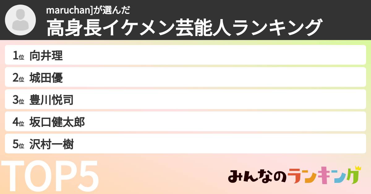 maruchan]さんの「高身長イケメン芸能人ランキング」