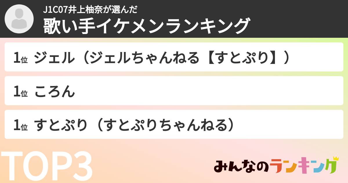 J1C07井上柚奈さんの「歌い手イケメンランキング」