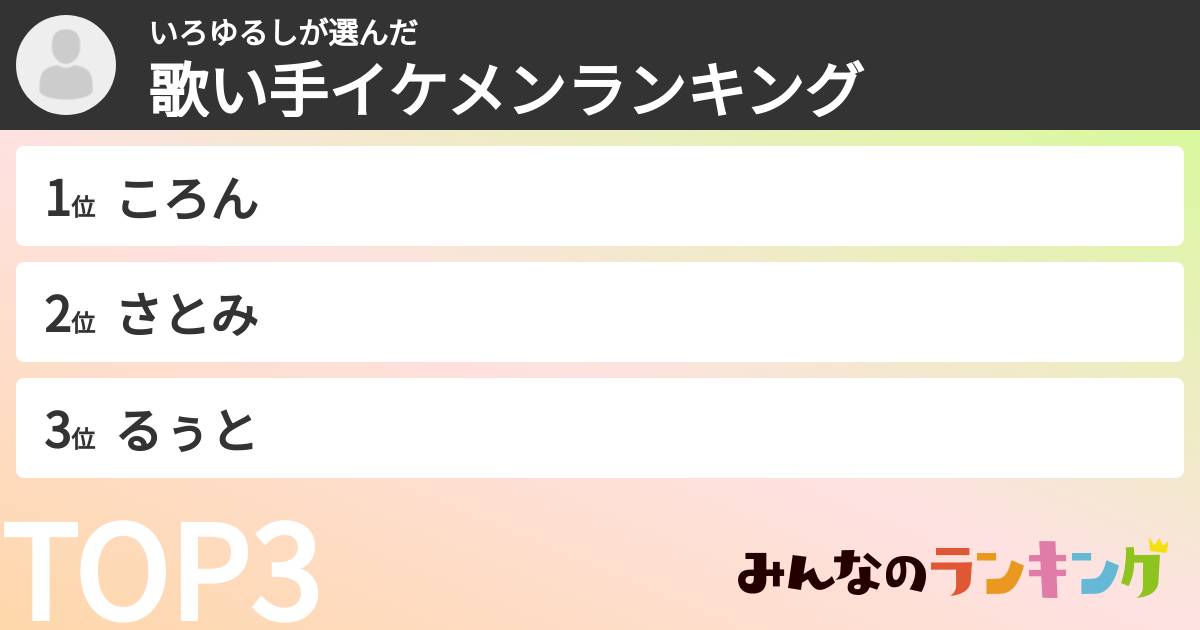 いろゆるしさんの「歌い手イケメンランキング」