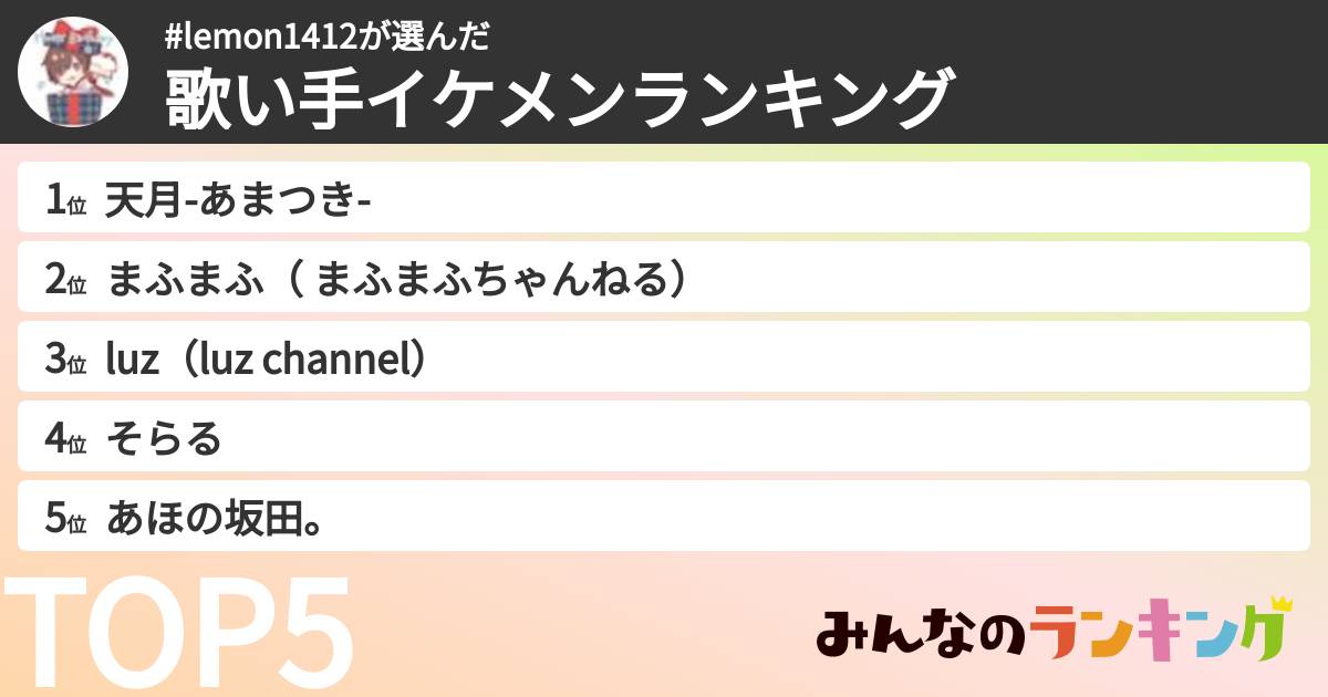 #lemon1412さんの「歌い手イケメンランキング」