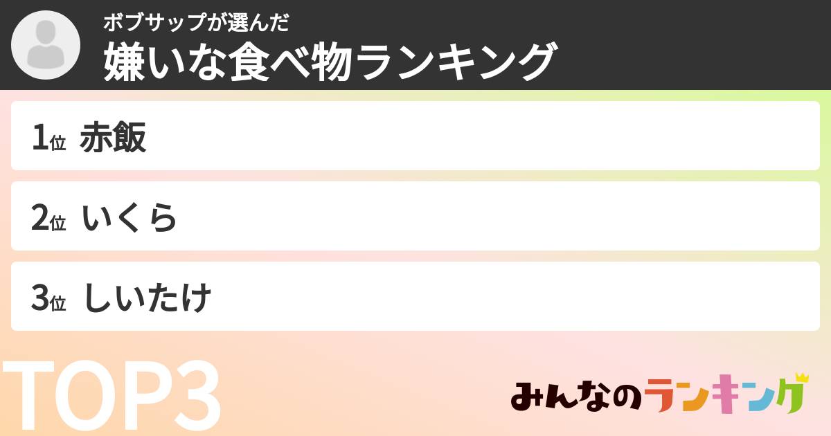 ボブサップさんの「嫌いな食べ物ランキング」