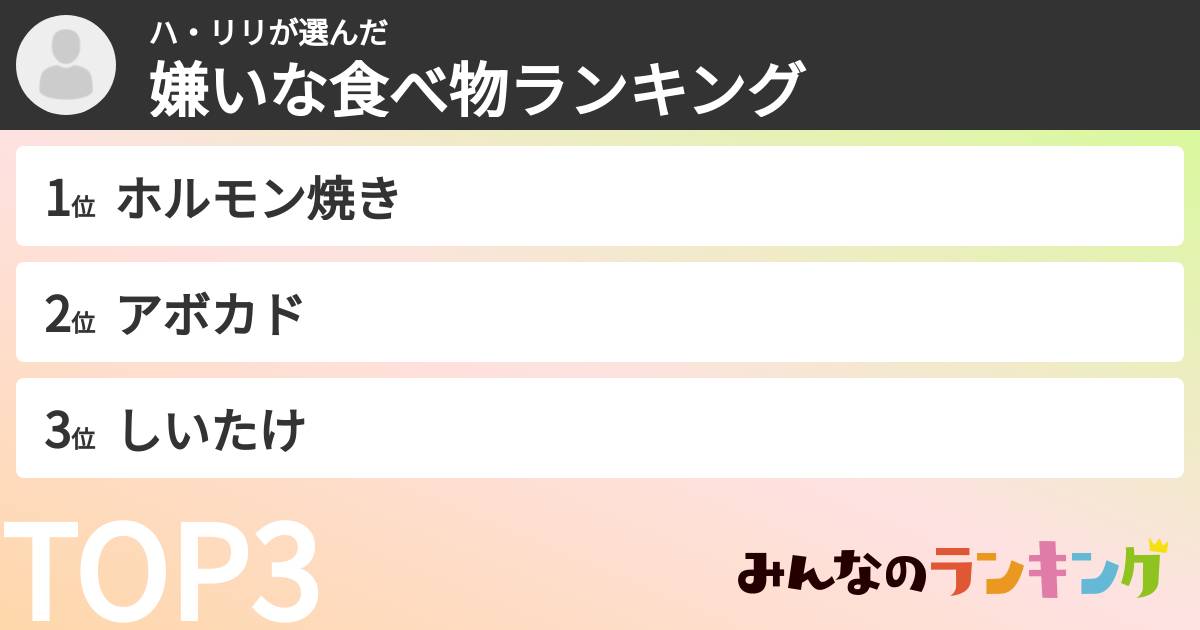 ハ・リリさんの「嫌いな食べ物ランキング」