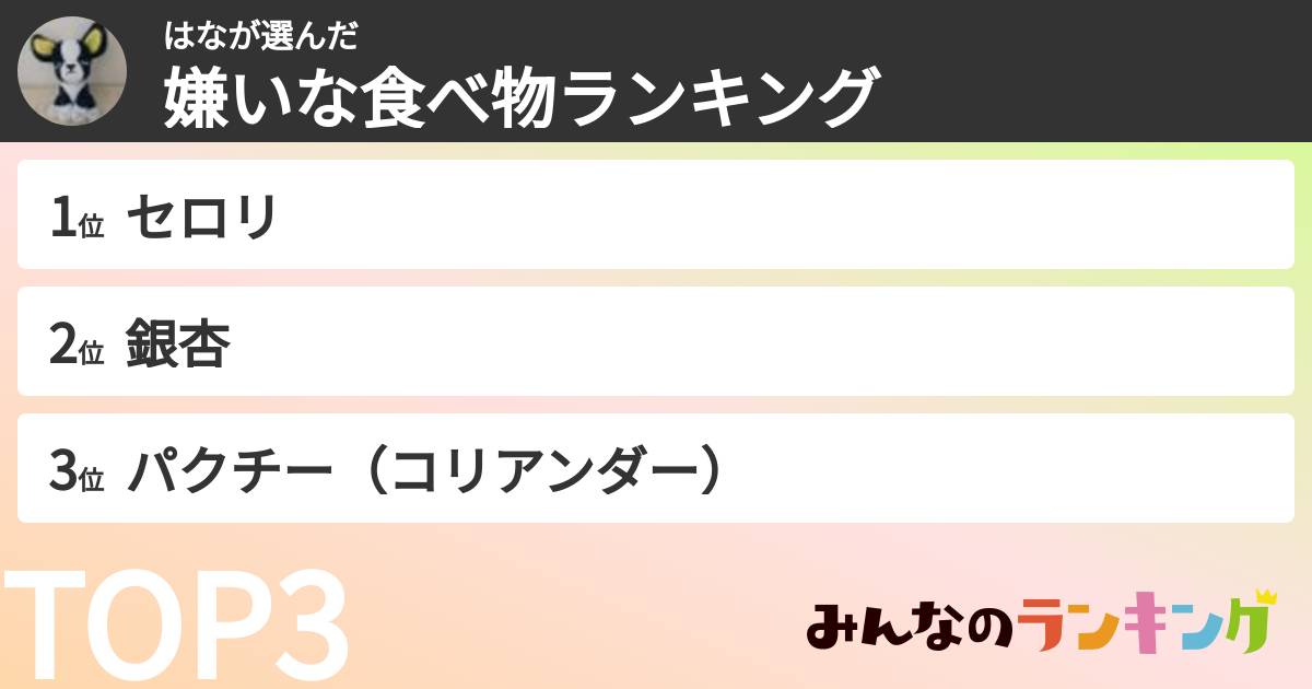 はなさんの「嫌いな食べ物ランキング」