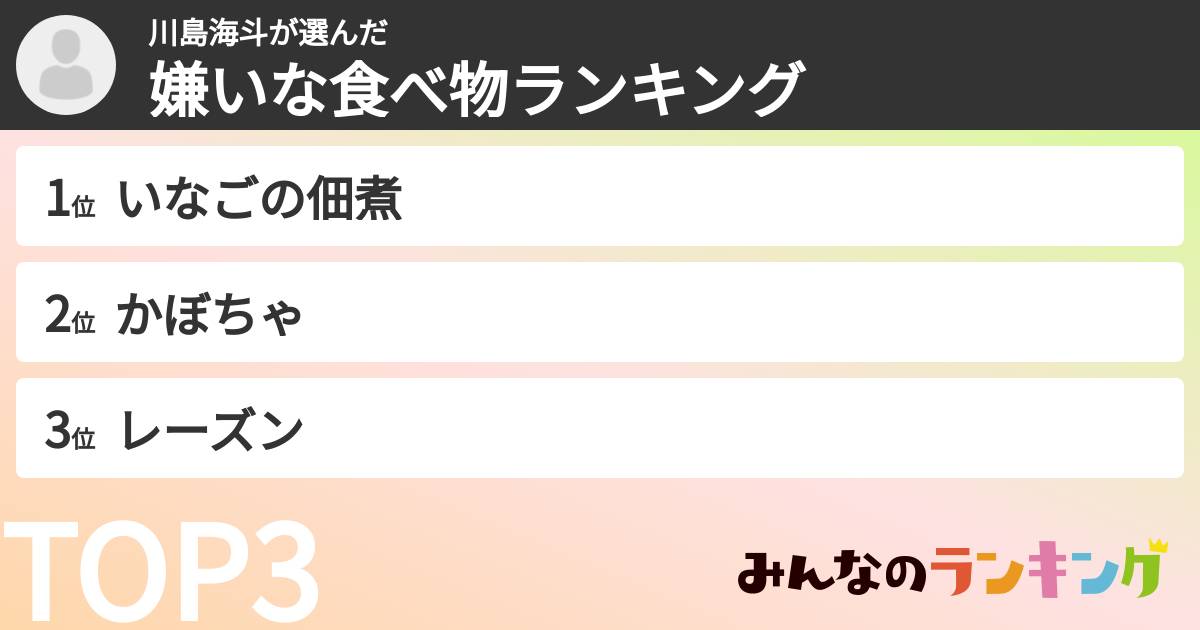 川島海斗さんの「嫌いな食べ物ランキング」