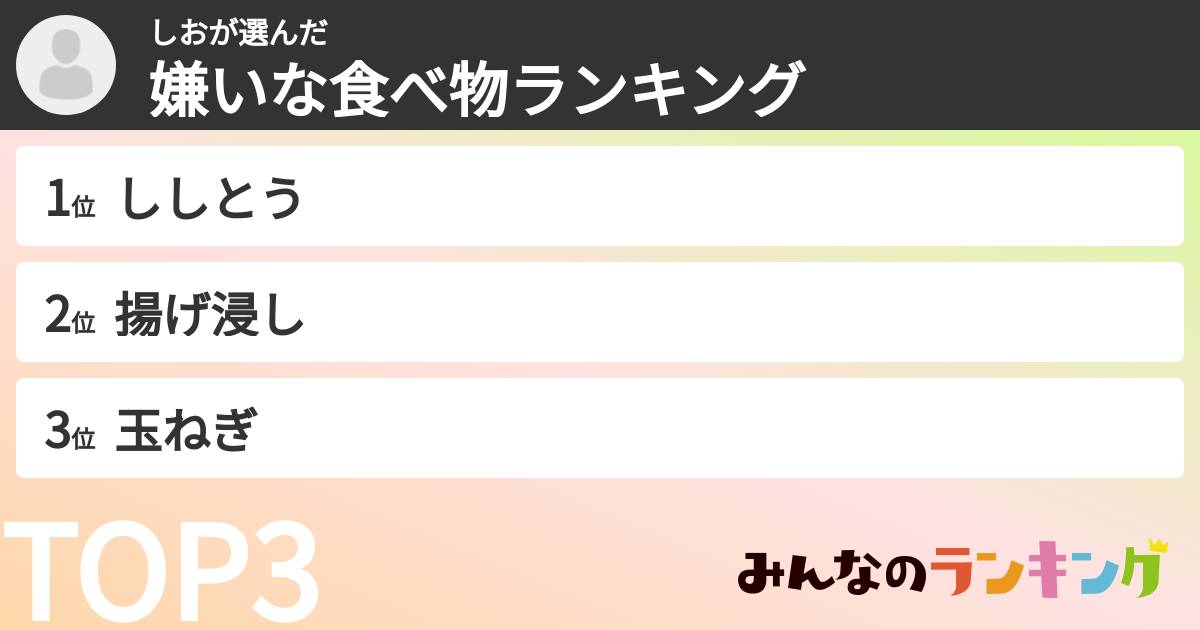 しおさんの「嫌いな食べ物ランキング」