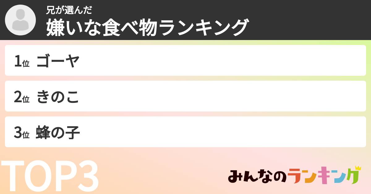 兄さんの「嫌いな食べ物ランキング」