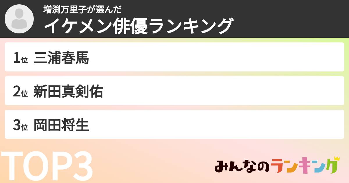 増渕万里子さんの「イケメン俳優ランキング」