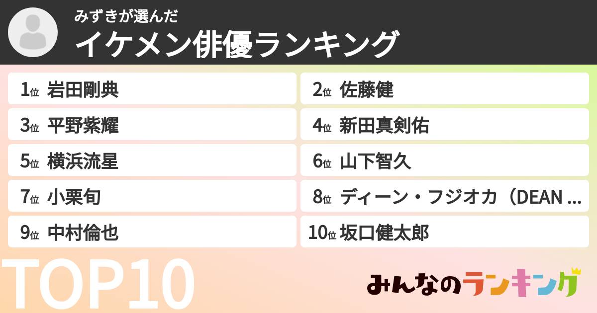 みずきさんの「イケメン俳優ランキング」