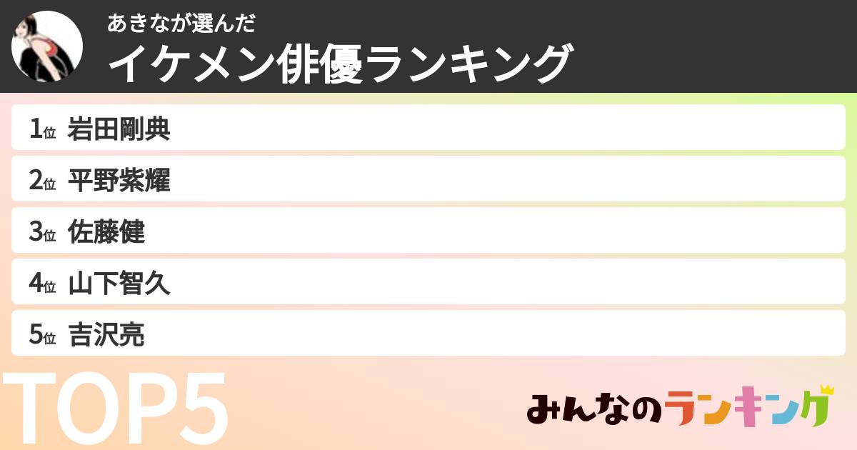 あきなさんの「イケメン俳優ランキング」