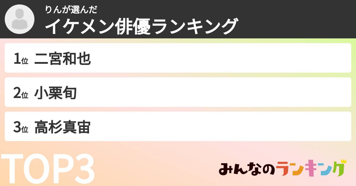 りんさんの「イケメン俳優ランキング」