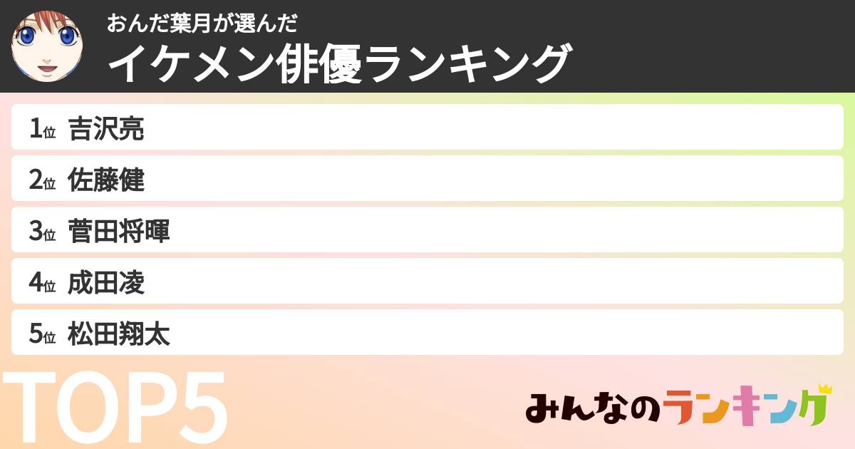 おんだ葉月さんの「イケメン俳優ランキング」