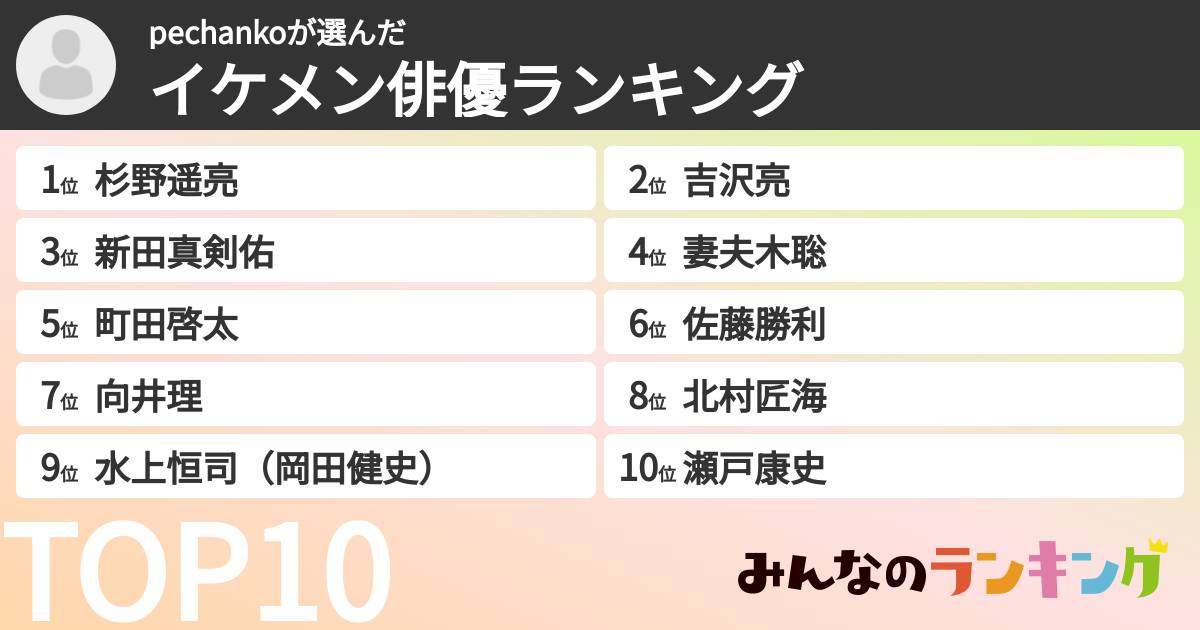 pechankoさんの「イケメン俳優ランキング」