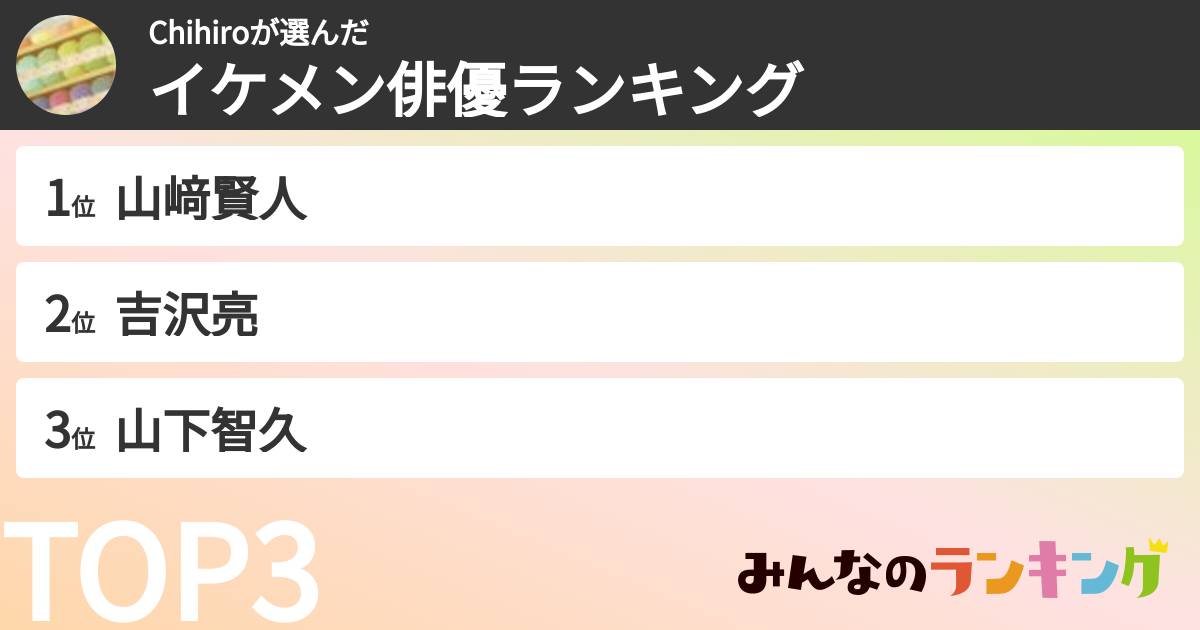 Chihiroさんの「イケメン俳優ランキング」