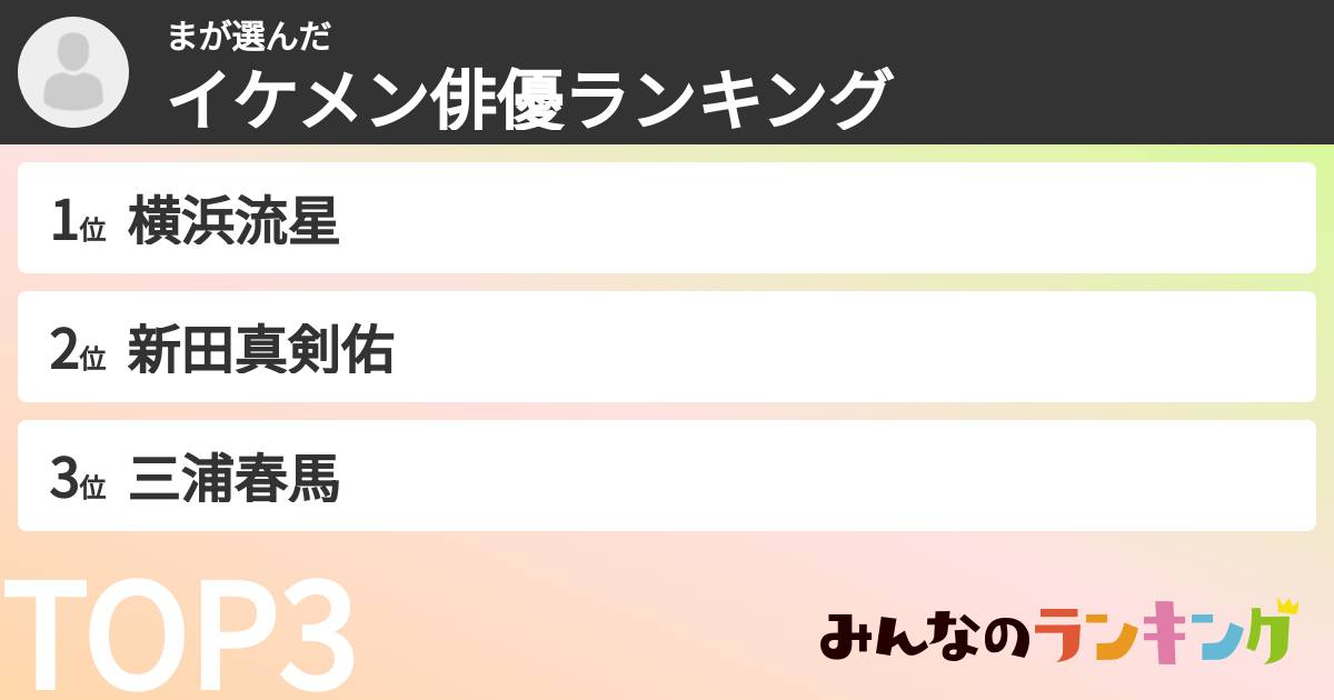 まさんの「イケメン俳優ランキング」