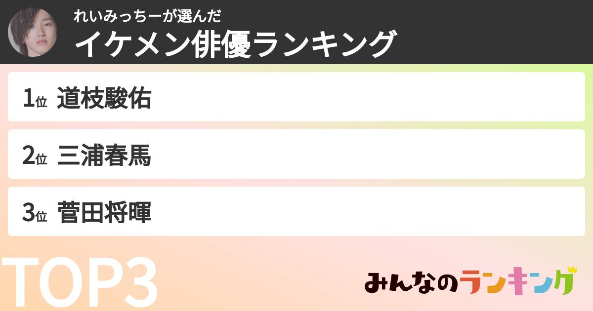れいみっちーさんの「イケメン俳優ランキング」