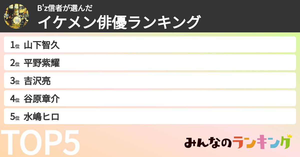 B'z信者さんの「イケメン俳優ランキング」
