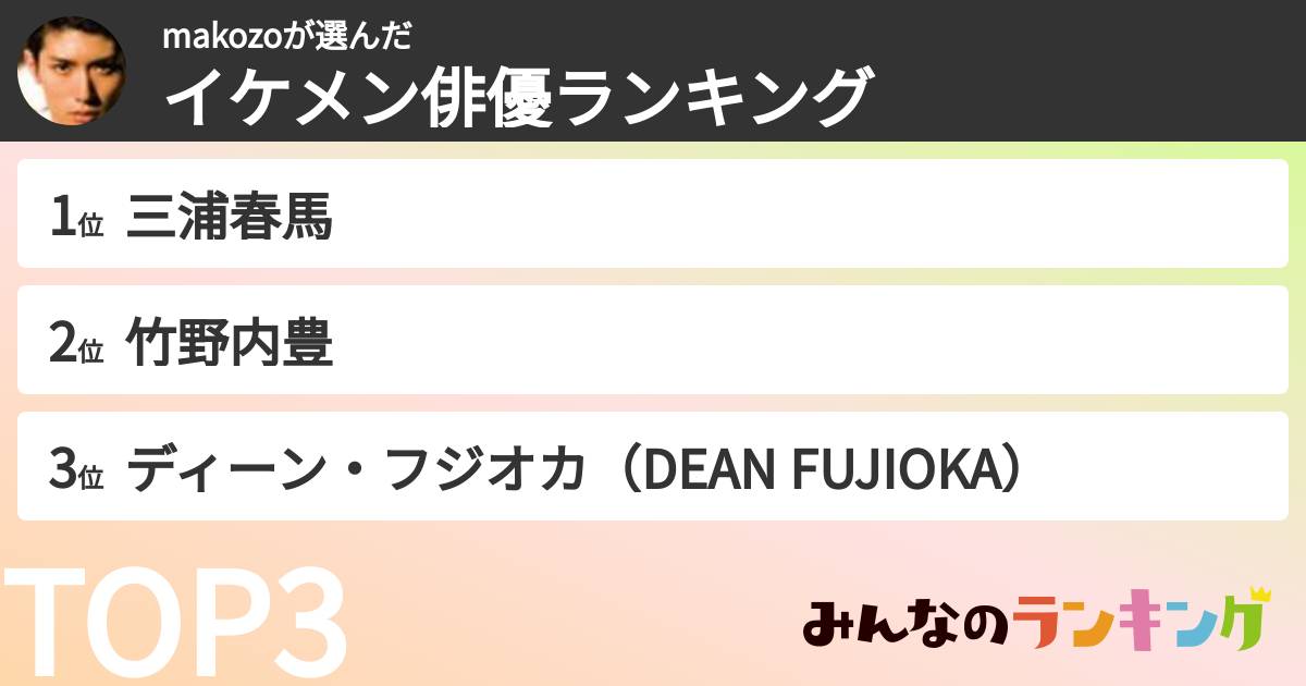 makozoさんの「イケメン俳優ランキング」