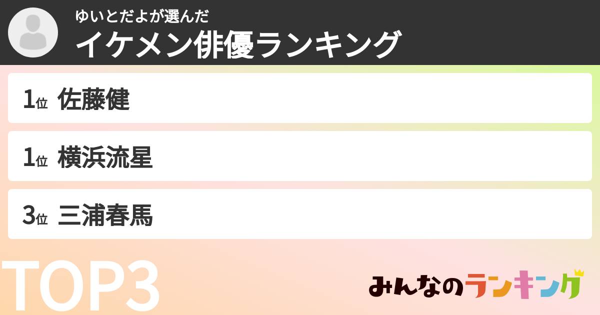 ゆいとだよさんの「イケメン俳優ランキング」