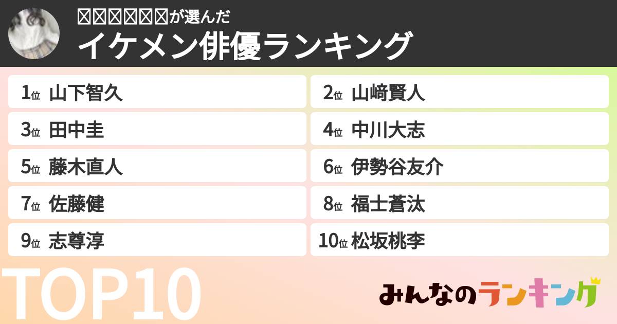 𝒽𝒾𝓎𝑜𝓇𝒾さんの「イケメン俳優ランキング」